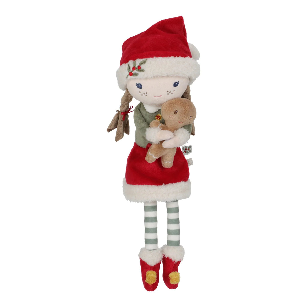 Bambola Elfo di Natale Rosa 35 Cm Little Dutch con cappello rosso e abito festivo, ideale per i bambini.