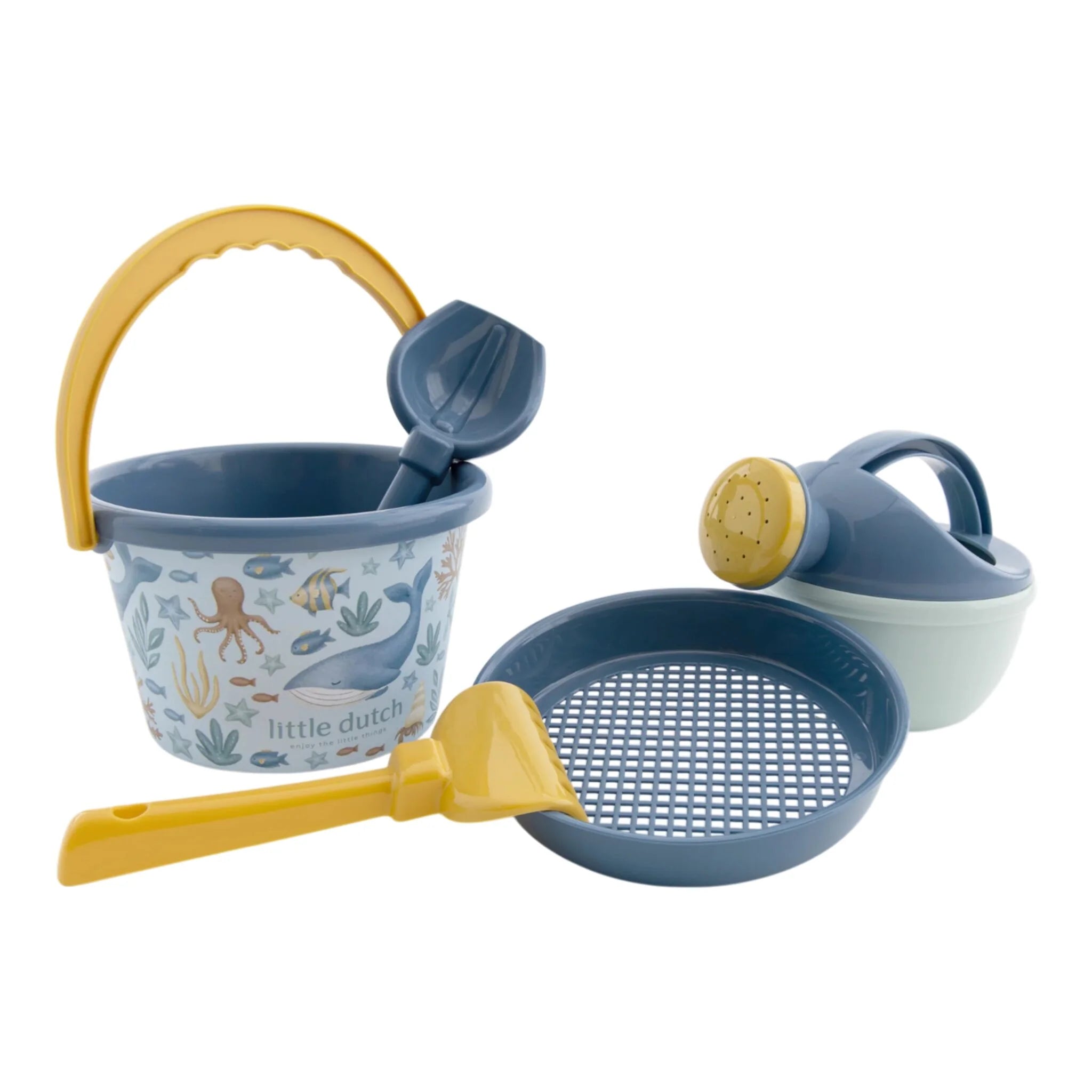 Little Dutch | Set Giochi da Spiaggia Secchiello Blu Ocean World 5 Pezzi | 2016375