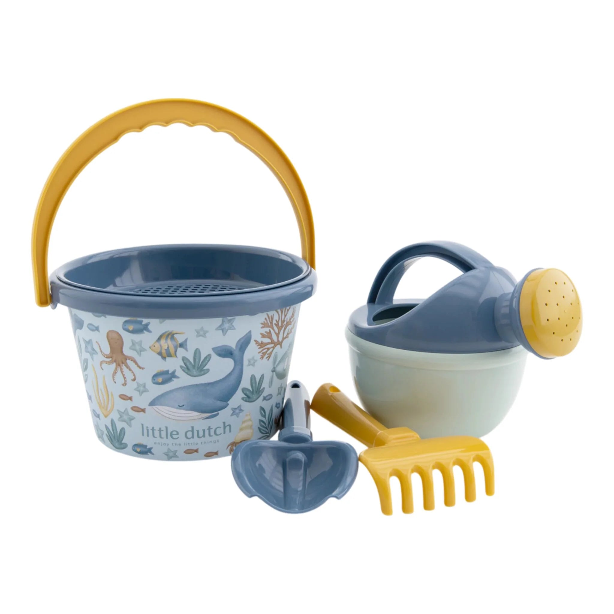 Little Dutch | Set Giochi da Spiaggia Secchiello Blu Ocean World 5 Pezzi | 2016375