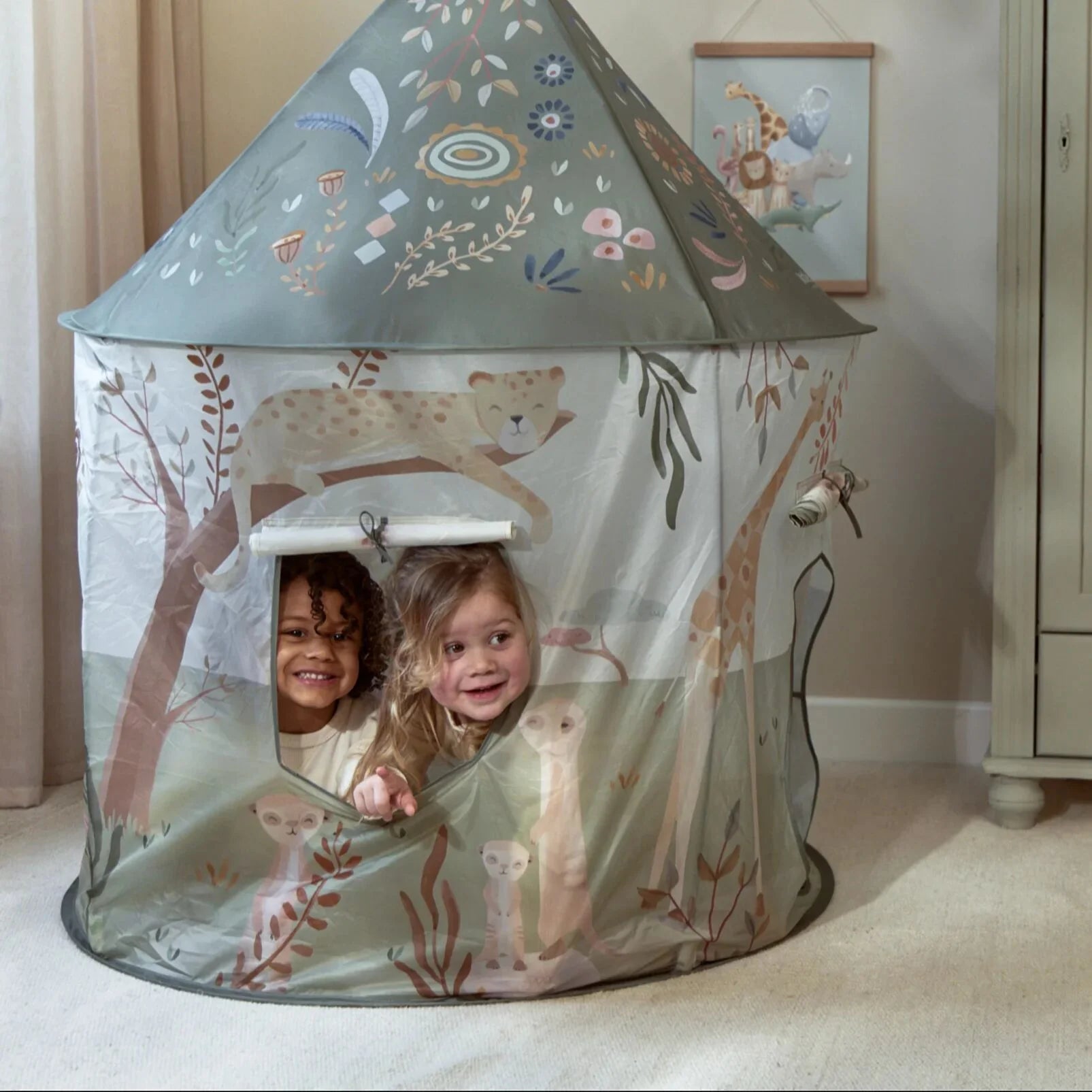 Little Dutch | Tenda a Casetta con Tunnel Verde Safari Friends | 2017499