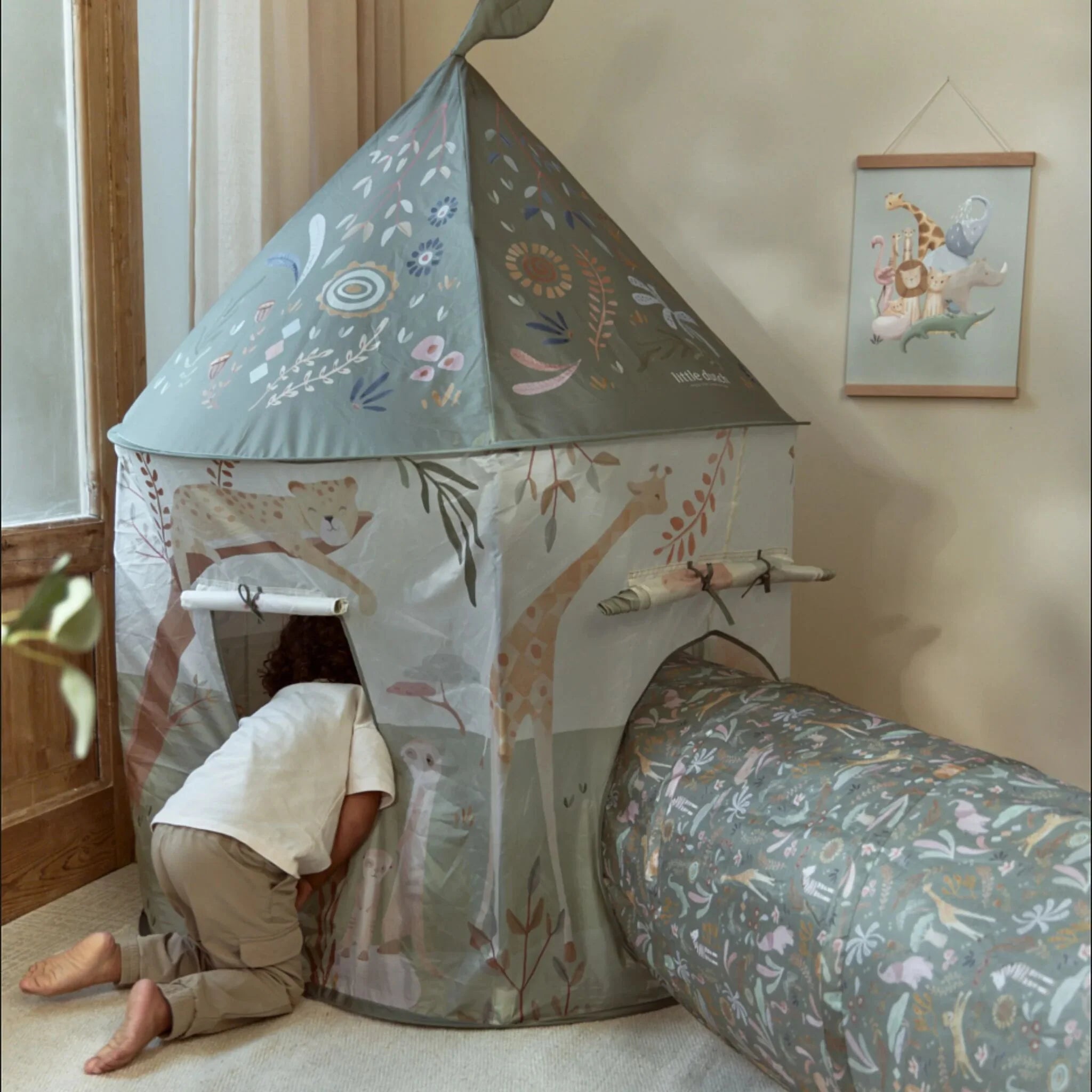 Little Dutch | Tenda a Casetta con Tunnel Verde Safari Friends | 2017499