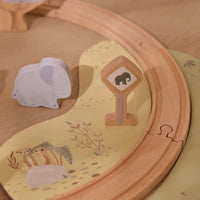 Little Dutch | Pista Trenino in Legno Safari Friends Set Treno 26 Pezzi | LD7451