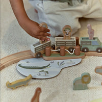 Little Dutch | Pista Trenino in Legno Safari Friends Set Treno 26 Pezzi | LD7451