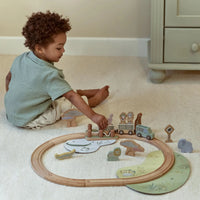 Little Dutch | Pista Trenino in Legno Safari Friends Set Treno 26 Pezzi | LD7451