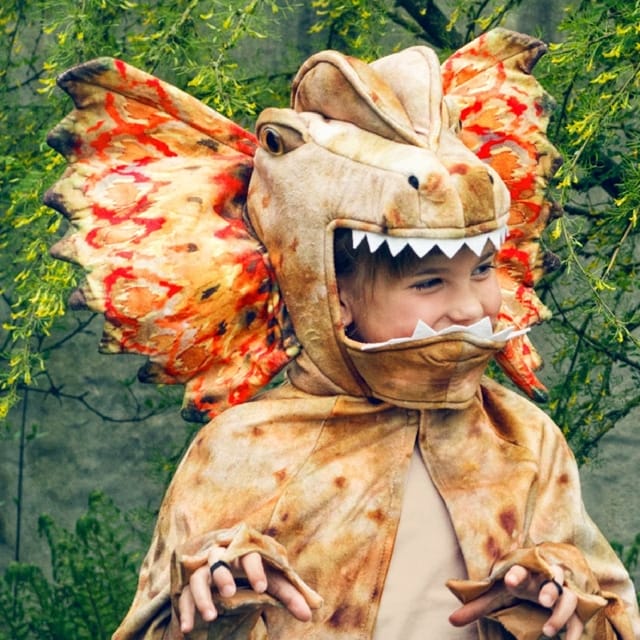 Costume Carnevale Mantello del Dilofosauro 4/7 Anni Altezza 104/122 Cm - Dilophosaurus Cape (101050)
