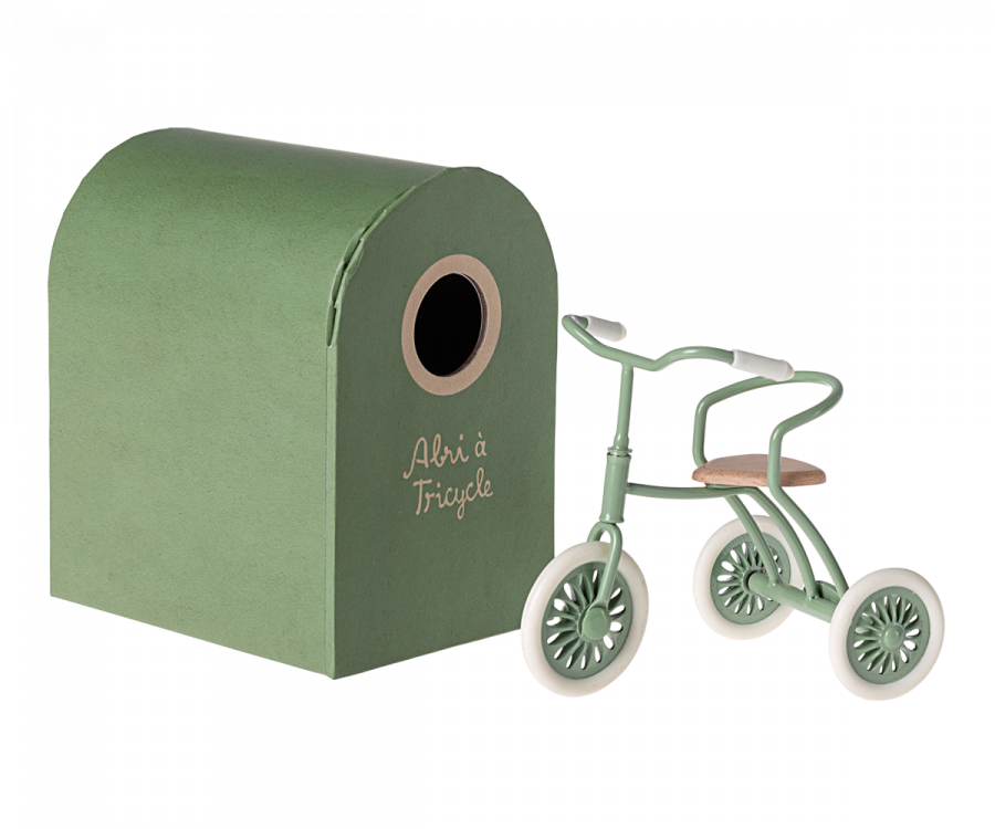 Triciclo per Topini con Rimessa Verde - Abri à Tricycle, Mouse - Green