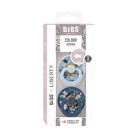 Bibs x Liberty Colour Ciucci Confezione da 2 Chamomile Lawn - Baby Blue Mix Tettarella Tonda Taglia 1 (0-6 Mesi)