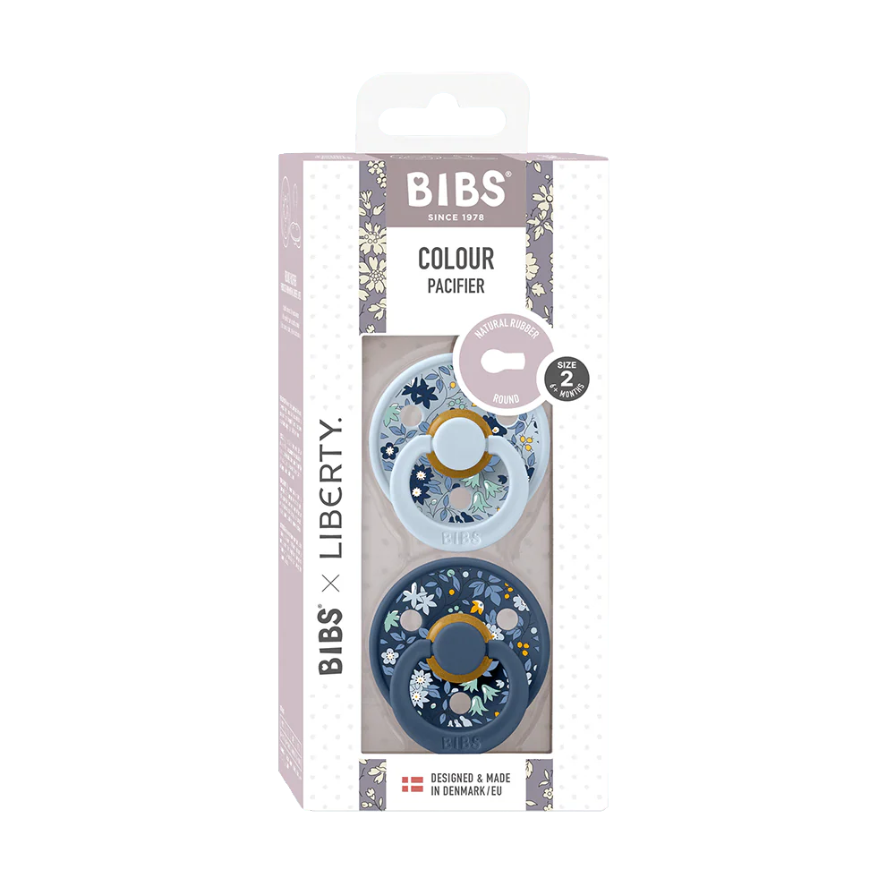 Bibs x Liberty Colour Ciucci Confezione da 2 Chamomile Lawn - Baby Blue Mix Tettarella Tonda Taglia 1 (0-6 Mesi)