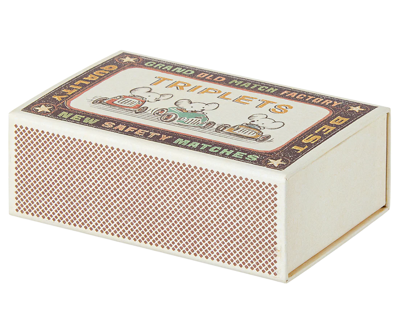 3 Gemelli Topini Bebè in Scatola di Fiammiferi - Triplets Baby Mice in Matchbox