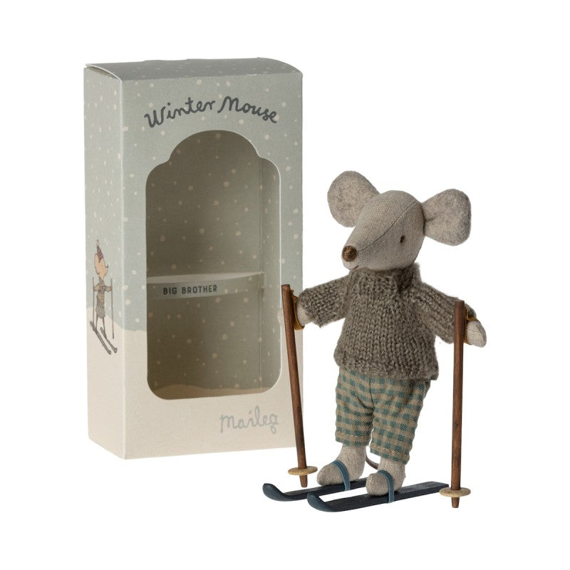 Topo D'Inverno con Set Sci Fratello Maggiore Grigio - Winter Mouse Big Brother