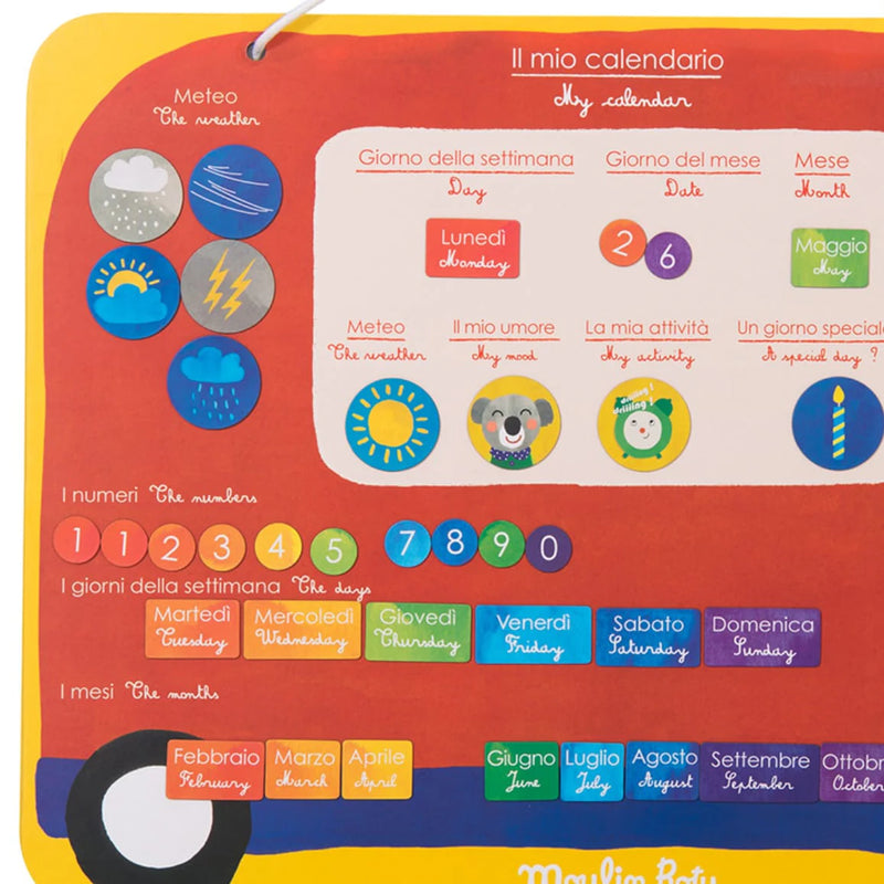 Calendario Magnetico Autobus Les Popipop Il Mio Calendario Settimanale Italiano e Inglese