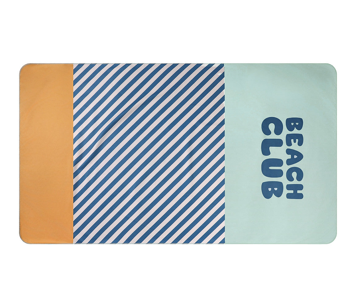 Monneka | Telo Mare Microfibra Beach Club Blu Con Astuccio a Rete | Tutete | 97530