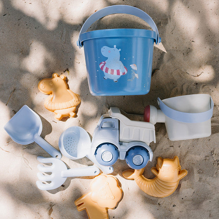 Monneka | Set Giochi da Spiaggia Secchiello Ippopotamo Camioncino Blue Hyppos | Tutete | 93589