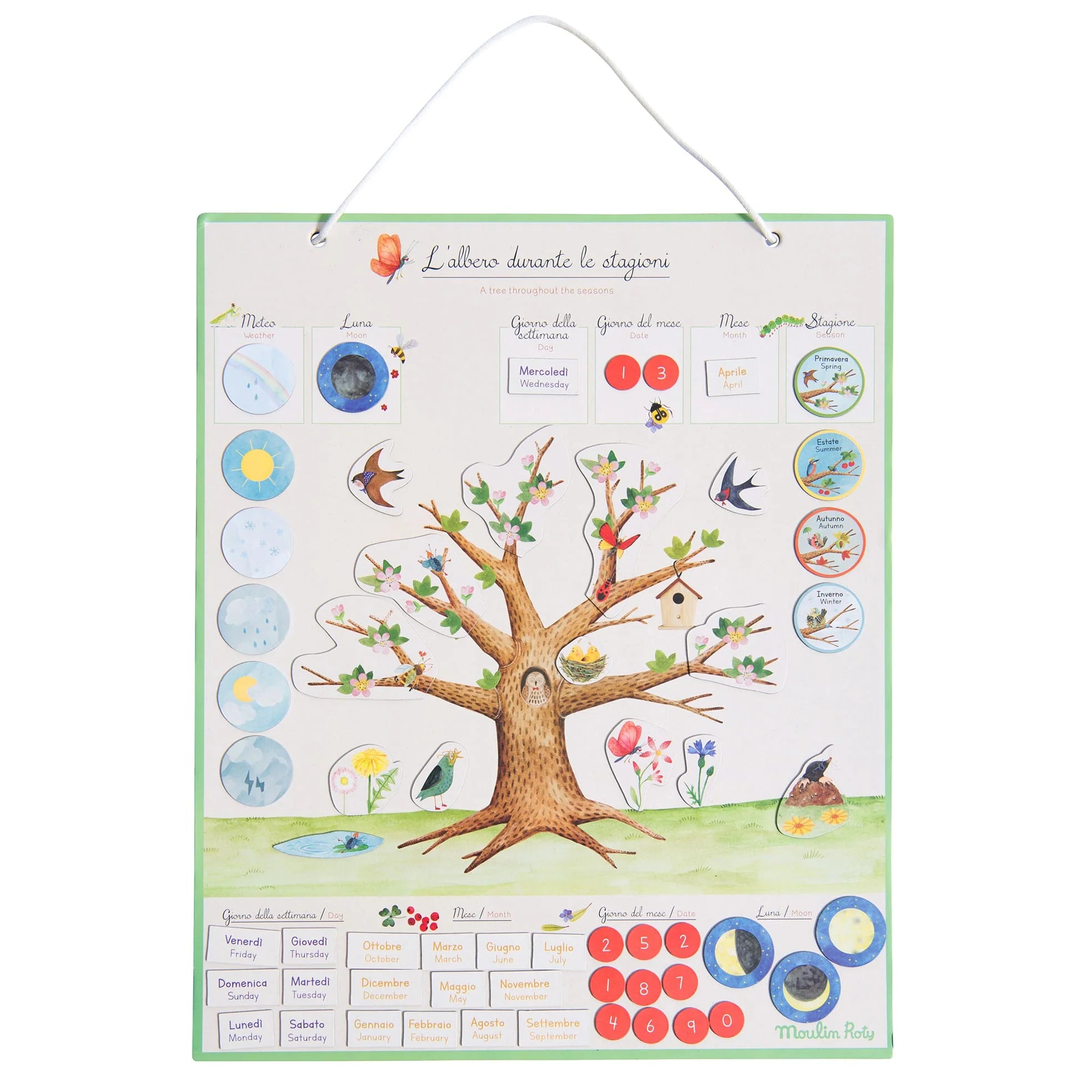 Calendario Magnetico delle Stagioni Montessori in Italiano e Inglese