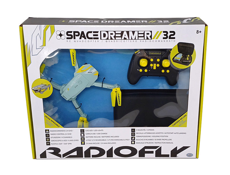 Drone Radiofly Space Dream 32 Radiocomandato RC Radiocom Richiudibile con Custodia