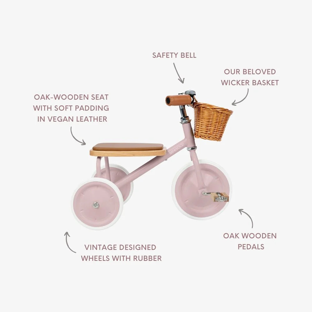 Banwood | Triciclo Vintage Rosa Dustypink | BW-TRIKE-DUSTYPINK