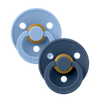 Bibs Colour Ciucci Confezione da 2 Pezzi Colour Pacifier Sky Blue/Steel Blue Tettarella Tonda Taglia 1 (0-6 Mesi)