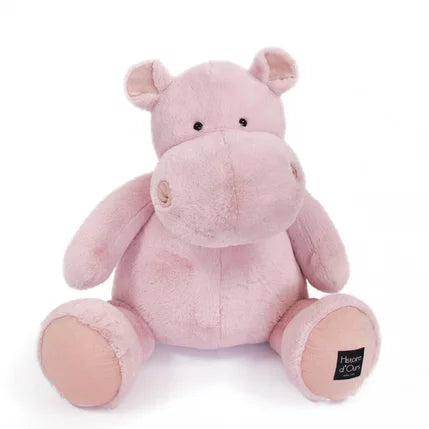 Peluche Happy Ippo Ippopotamo Rosa 85 cm Histoire D'Ours, peluche hippopotame en rose, doux et câlin.