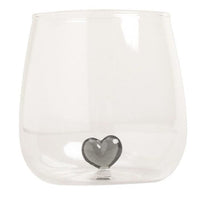Bicchiere in Vetro con Cuore Nero - Drinking Glass Figure Pink Heart (gl-151)