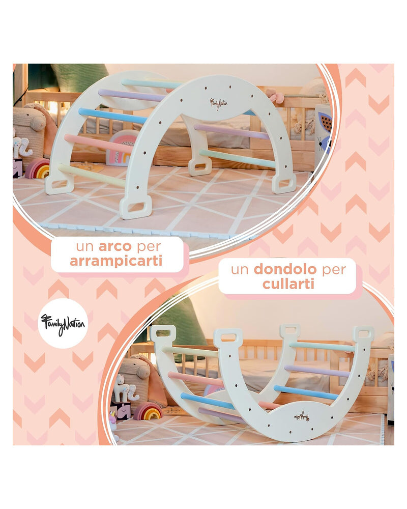 Arco Montessori Rainbow Cotton Candy Sviluppa Equilibrio e Agilità