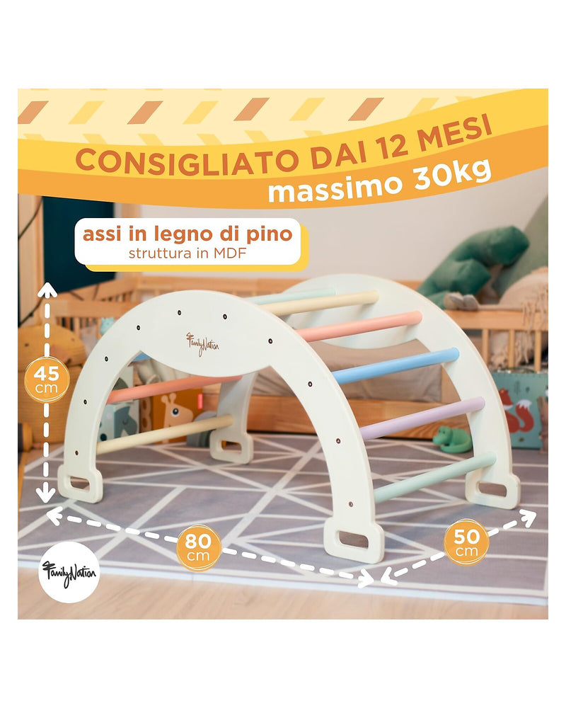 Arco Montessori Rainbow Cotton Candy Sviluppa Equilibrio e Agilità