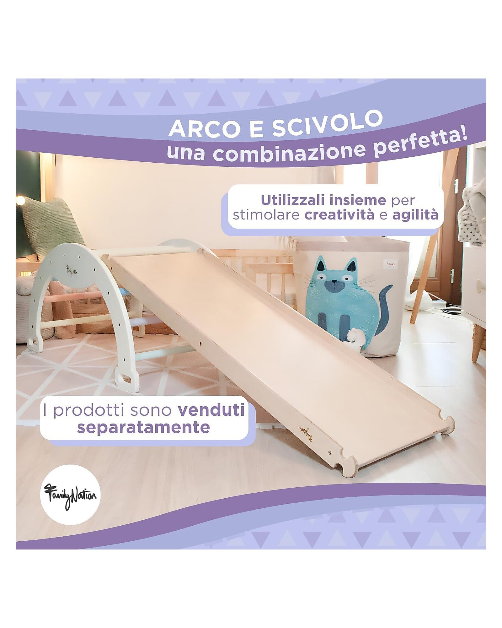 Arco Montessori Rainbow Cotton Candy Sviluppa Equilibrio e Agilità