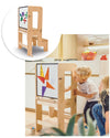 Torre Montessori 3 in 1 Natural Lavagna Magnetica e Convertibile in Tavolo + Sedia