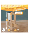 Torre Montessori 3 in 1 Natural Lavagna Magnetica e Convertibile in Tavolo + Sedia
