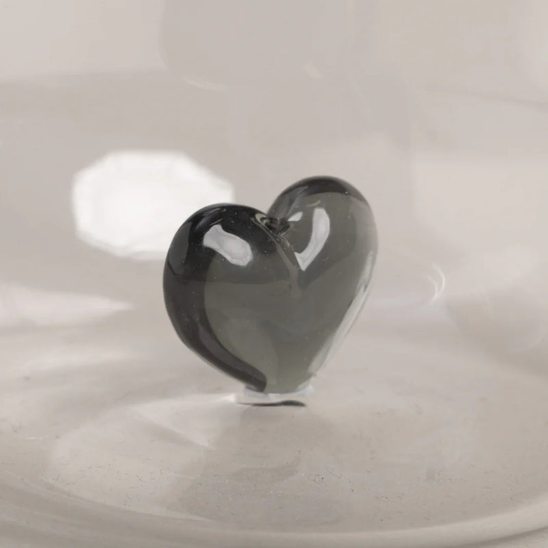 Bicchiere in Vetro con Cuore Nero - Drinking Glass Figure Pink Heart (gl-151)