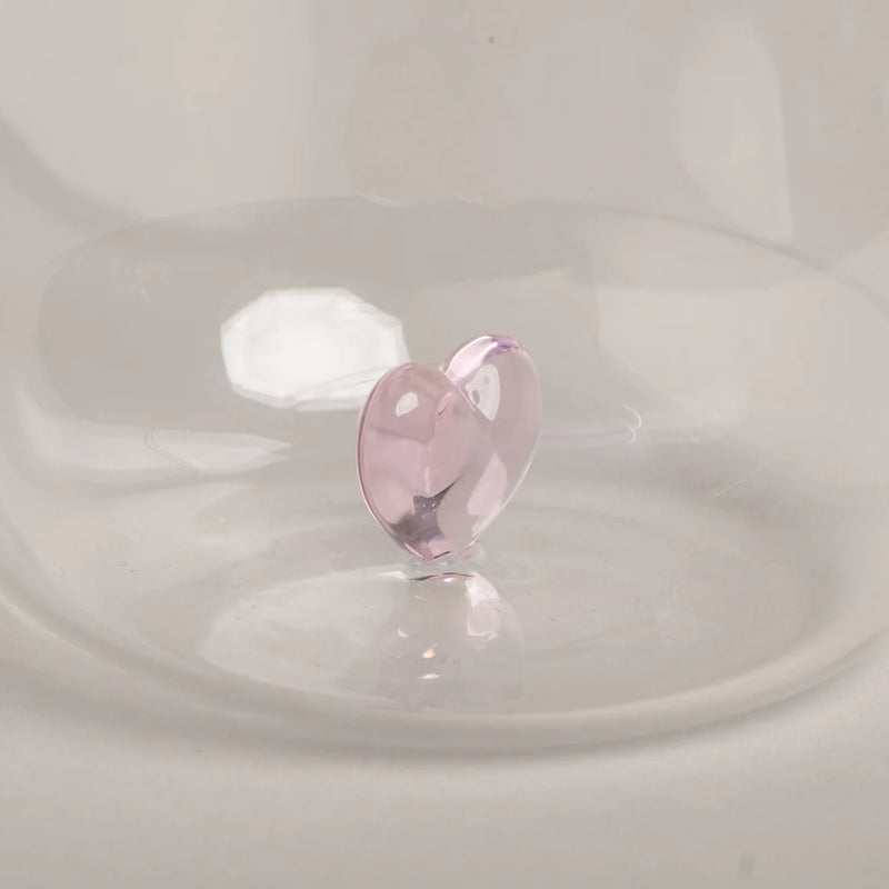 Bicchiere in Vetro con Cuore Rosa - Drinking Glass Figure Pink Heart (gl-150)