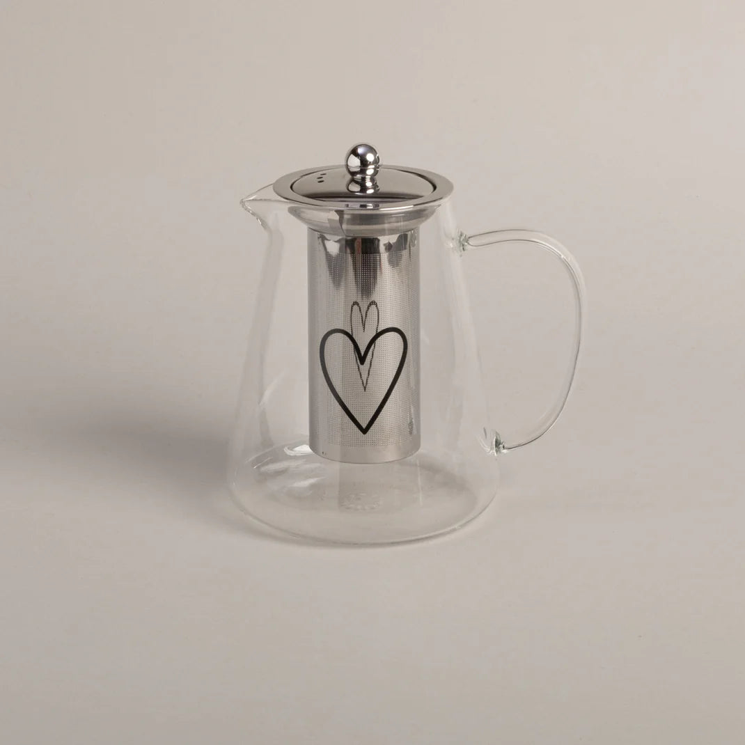 Eulenschnitt | Teiera in Vetro con Cuore Nero 1250ml | gl-181