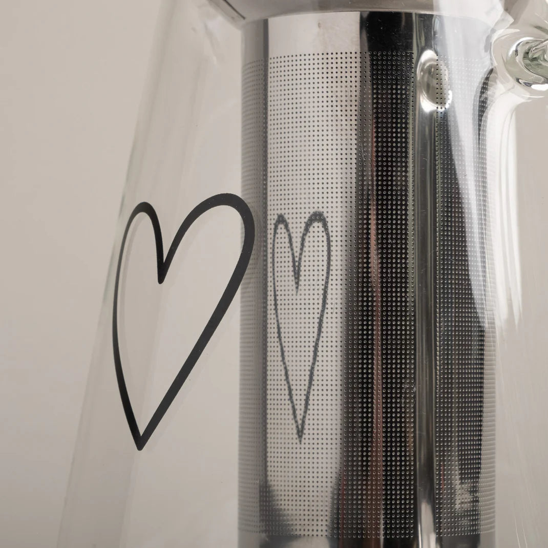 Eulenschnitt | Teiera in Vetro con Cuore Nero 1250ml | gl-181