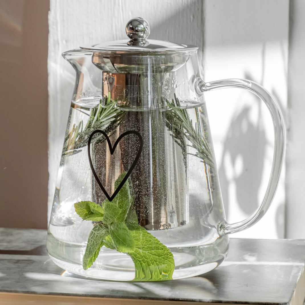 Eulenschnitt | Teiera in Vetro con Cuore Nero 1250ml | gl-181