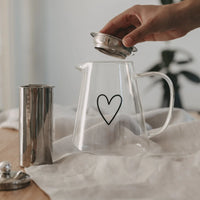 Eulenschnitt | Teiera in Vetro con Cuore Nero 1250ml | gl-181