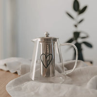 Eulenschnitt | Teiera in Vetro con Cuore Nero 1250ml | gl-181