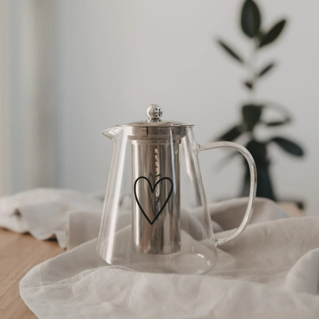 Eulenschnitt | Teiera in Vetro con Cuore Nero 1250ml | gl-181