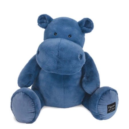Peluche Happy Ippo Ippopotamo Blu 85 cm Histoire D'Ours, un morbido e affettuoso ippopotamo in peluche.