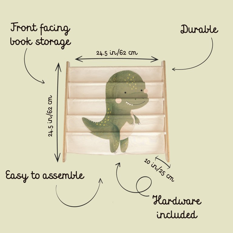 Libreria Montessoriana da Pavimento Dinosauro Cracky -  Montessori Floor Standing Bookcase Dinosaur Cracky
