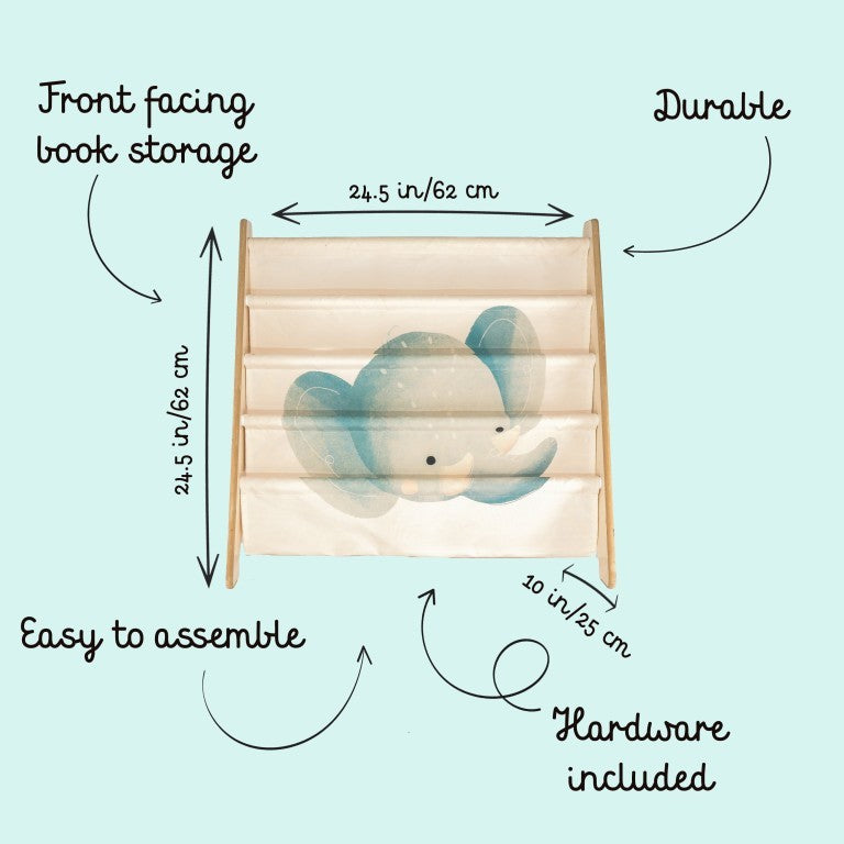 Libreria Montessoriana da Pavimento Elefante Chewy -  Montessori Floor Standing Bookcase Chewy the Elephant