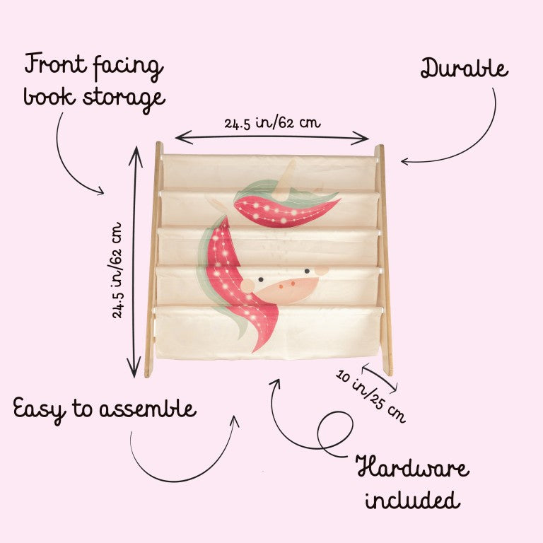 Libreria Montessoriana da Pavimento Unicorno Sparkly -  Montessori Floor Standing Bookcase Unicorn Sparkly