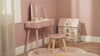 Tavolo Toeletta in Legno Rosa con Sedia - Wooden Dressing Table Pink with Chair Essentials (LD2513)